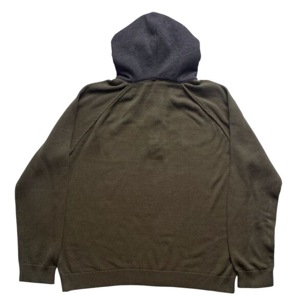 Mens Express Hooded Pullover Sweater Long Sleeve Hoodie Green Gray Size XXL - Picture 4 of 5